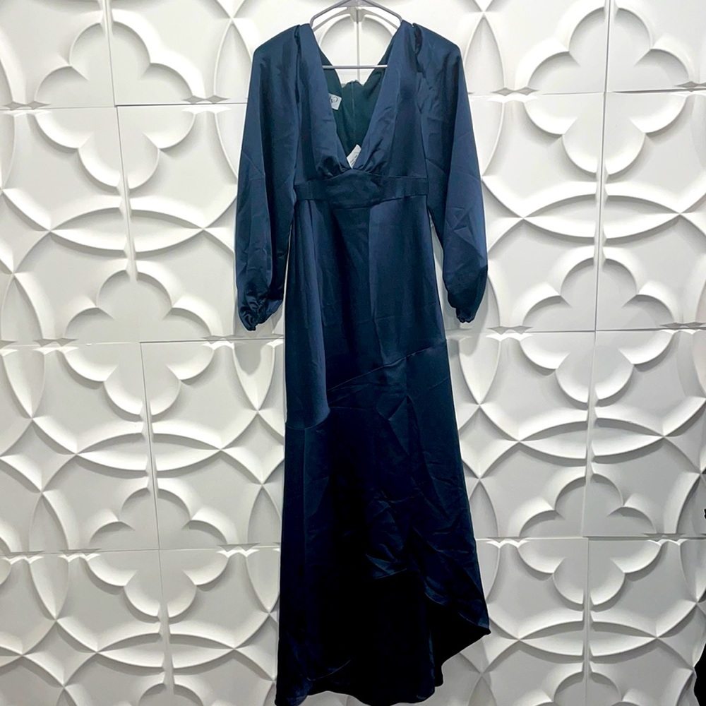 Lovely evergreen charmeuse teagan mid sleeve bridesmaid dress sz 10 jj